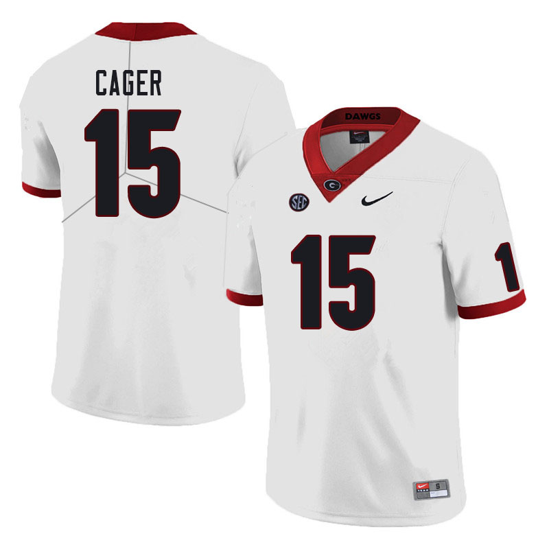 Men #15 Lawrence Cager Georgia Bulldogs College Football Jerseys Sale-White - Click Image to Close